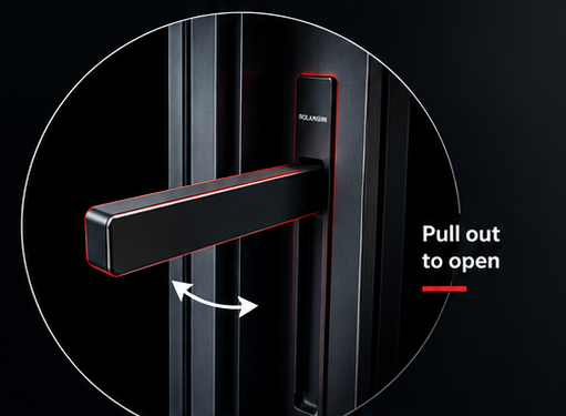 Concealed handle recessed into the frame