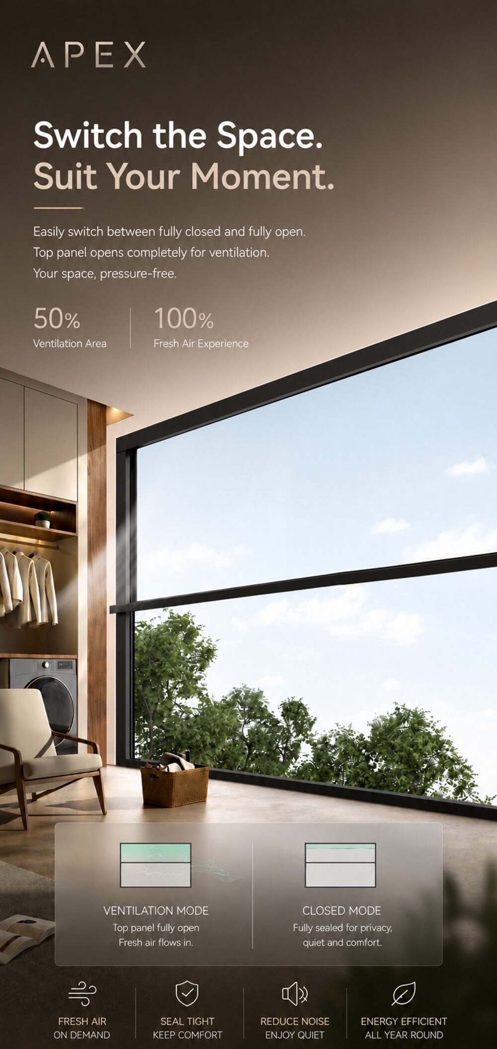 Apex — Panoramic lift window — the flagship