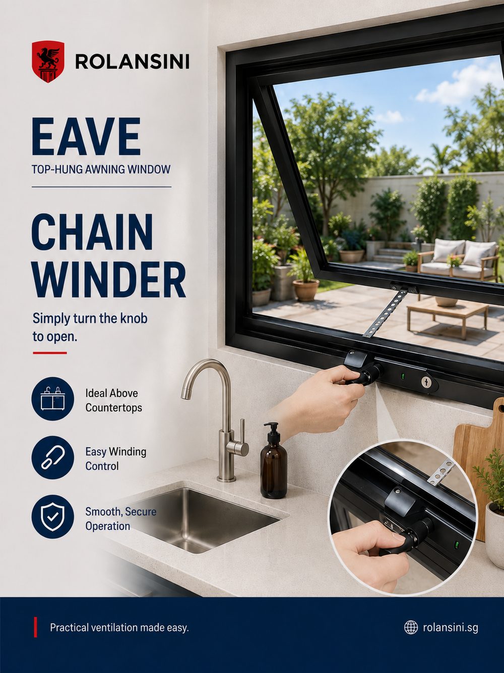 Eave — top-hung awning window