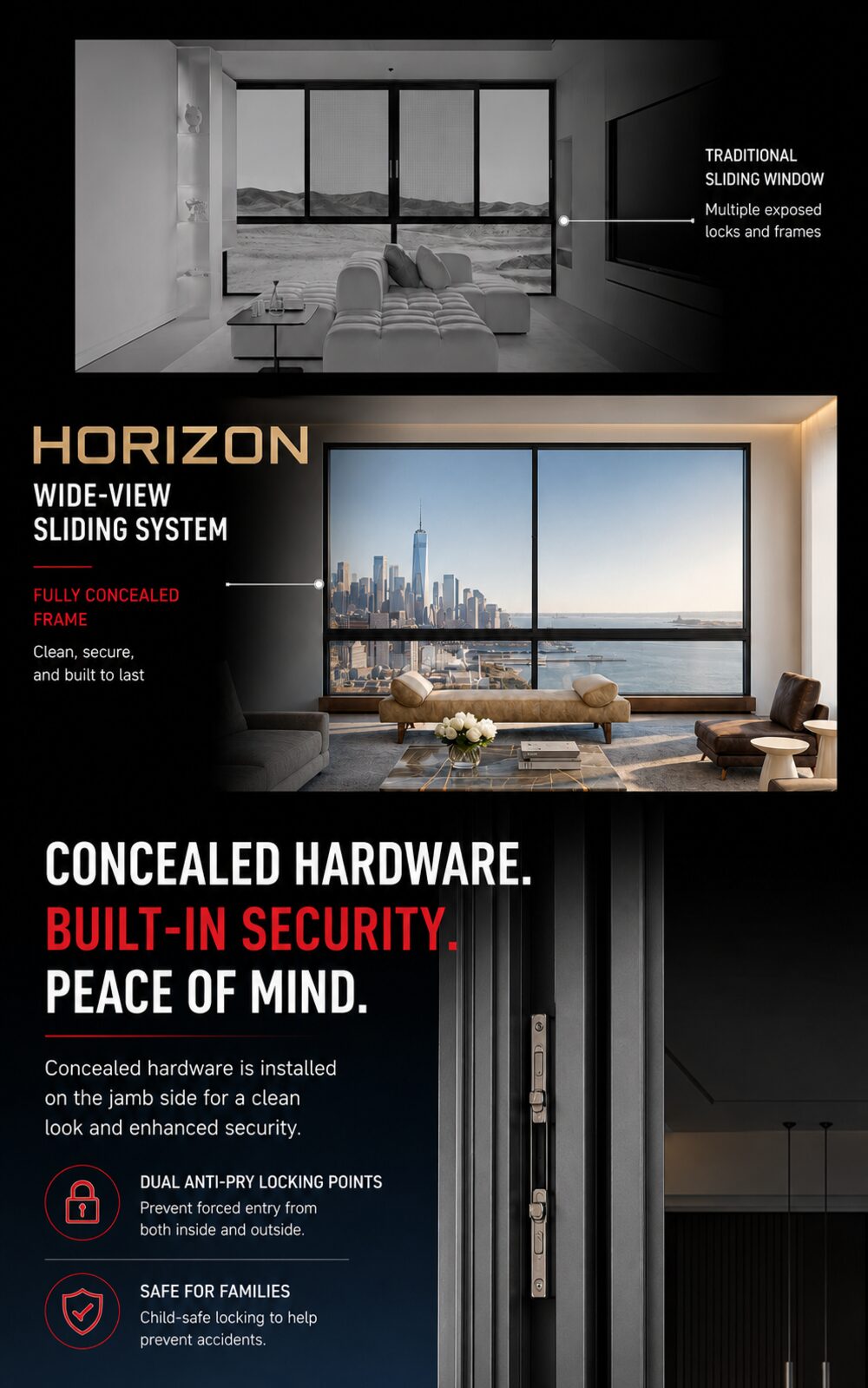 Horizon — Panoramic 3-track sliding window
