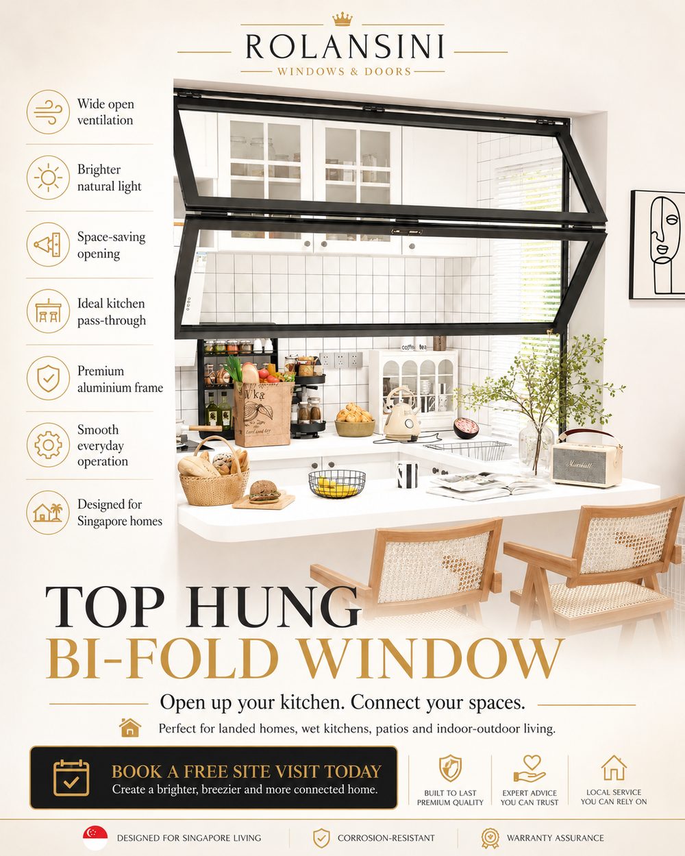 Vela — bi-fold servery window