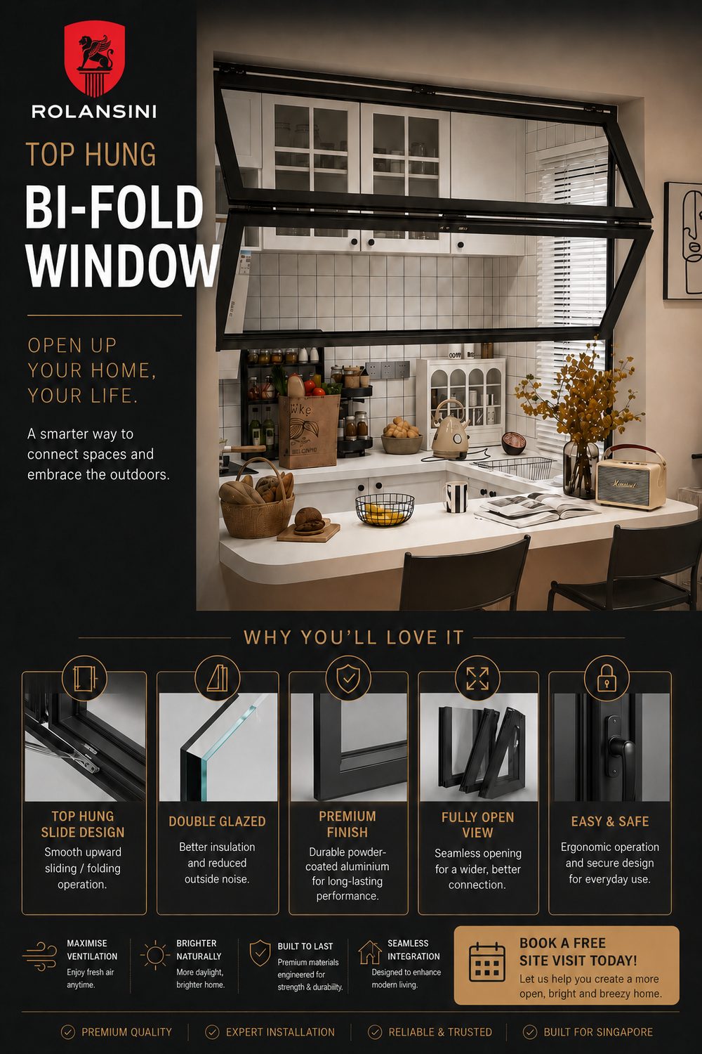 Vela — bi-fold servery window
